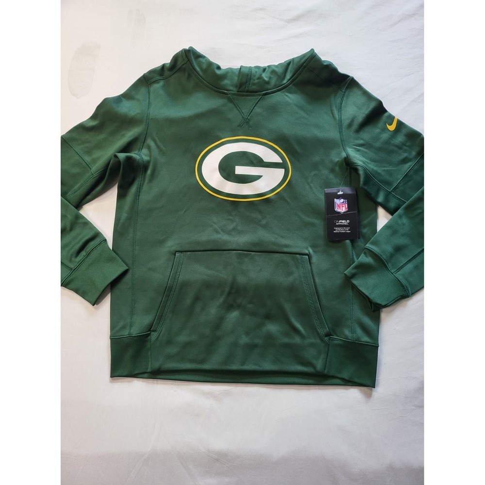 Nike Kids Green Bay Packers Therma-FIT Hoodie Green NFL Onfield L 14/16 NEW